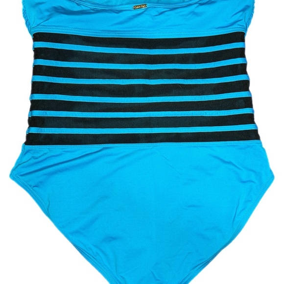 Calvin Klein Aqua and Black Striped Swimwear size 12 - Picture 2 of 8